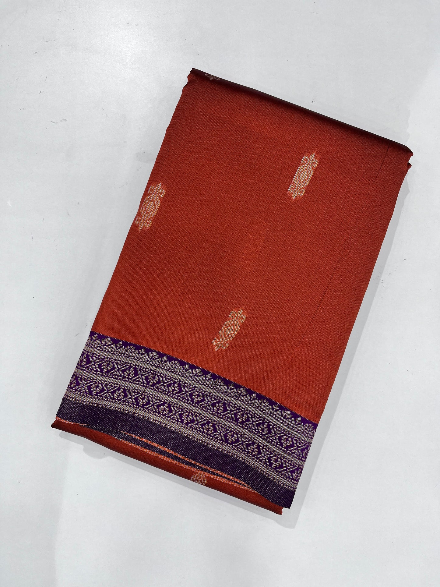 Burnt Orange Semi Silk Sarees