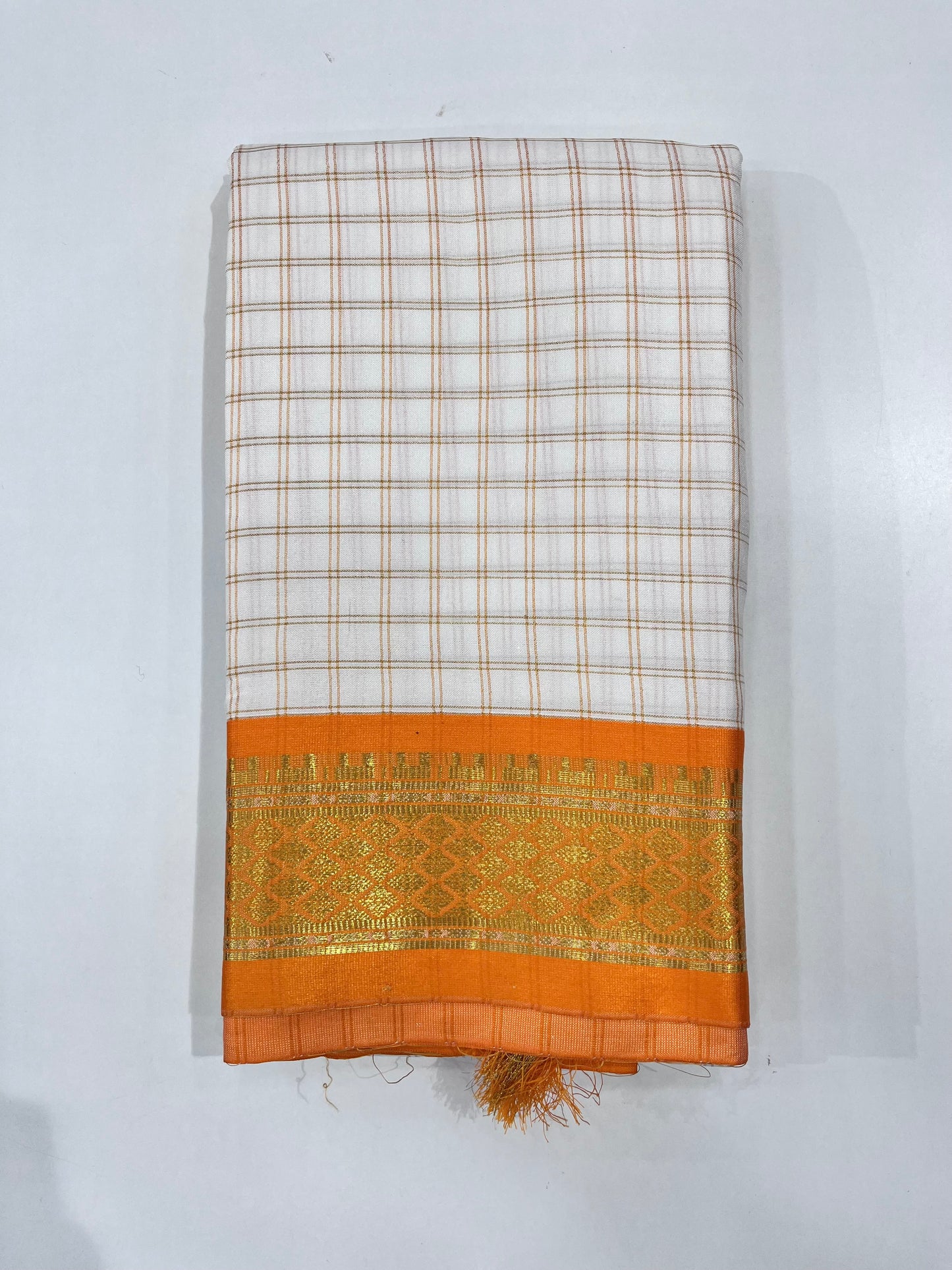 Check Sarees with golden zari border