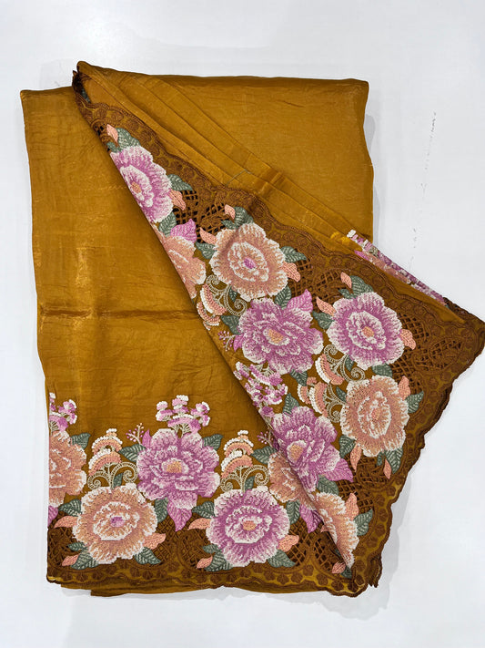 Partywear crush organza saree