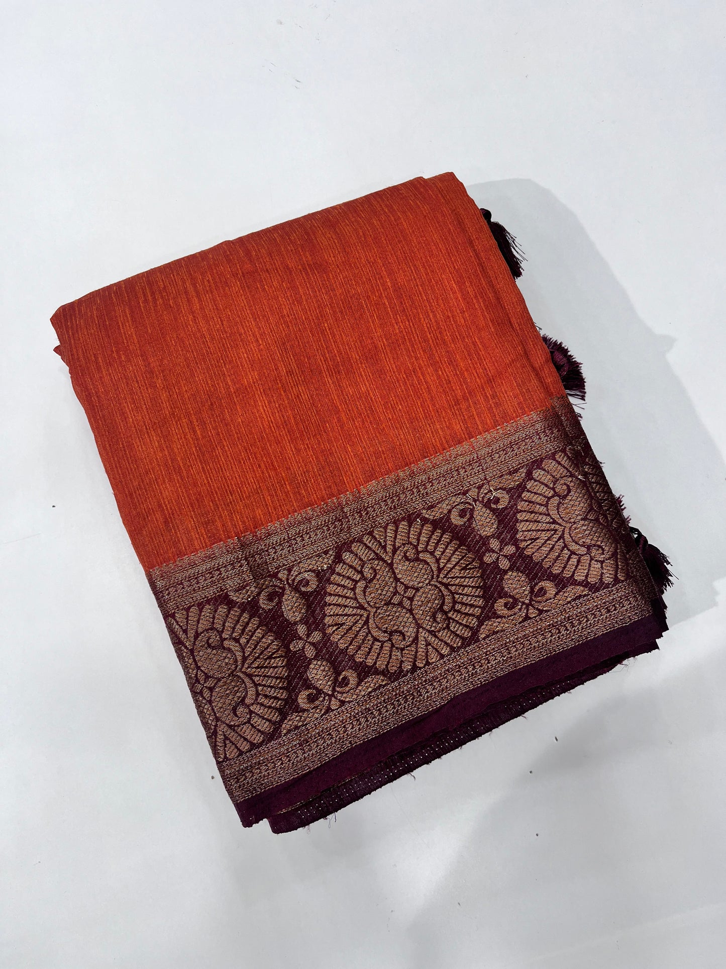 Semi Jute rest Orange Sarees