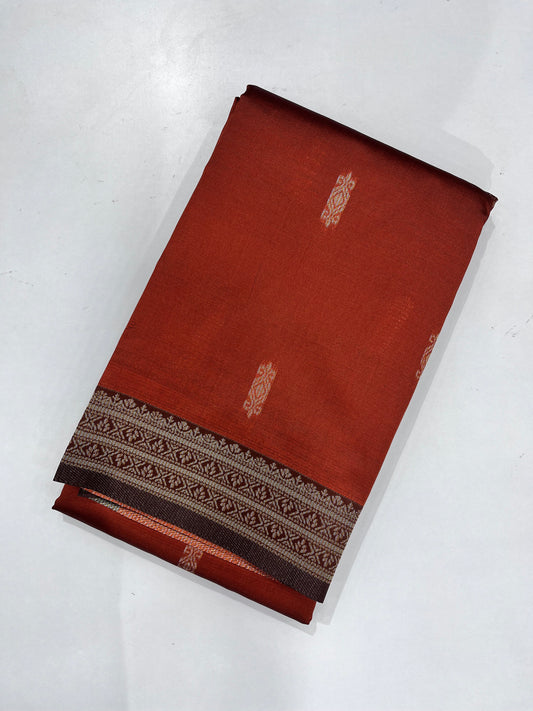 Burnt Orange Semi Silk Sarees