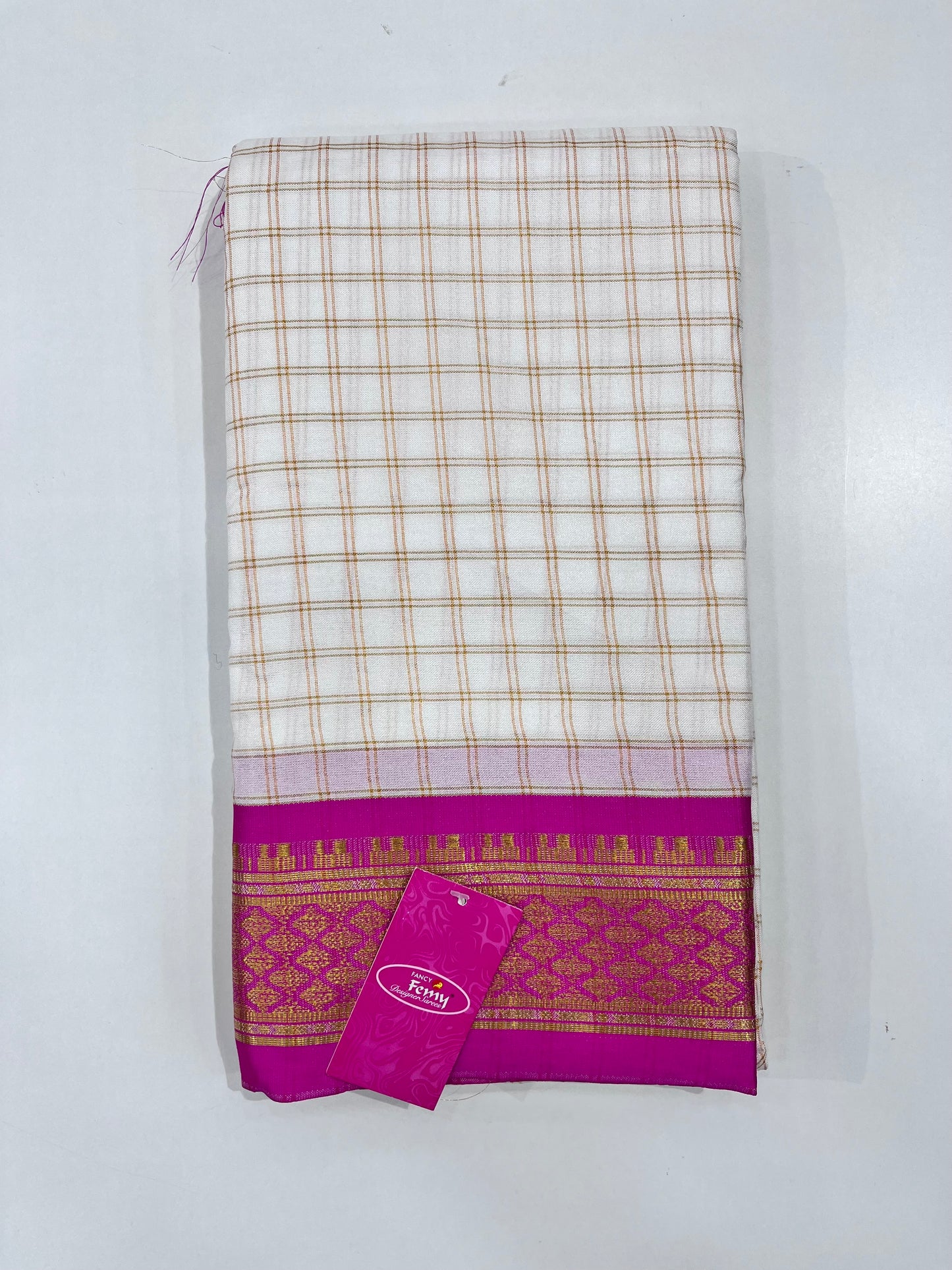 Check Sarees with golden zari border