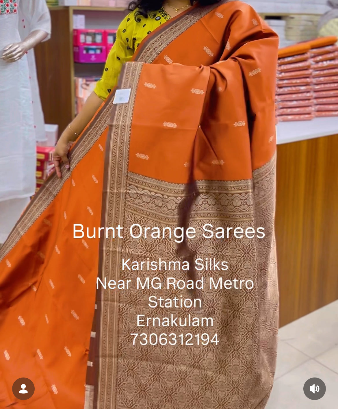 Burnt Orange Semi Silk Sarees