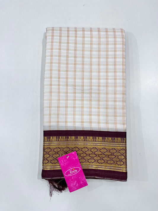 Check Sarees with golden zari border