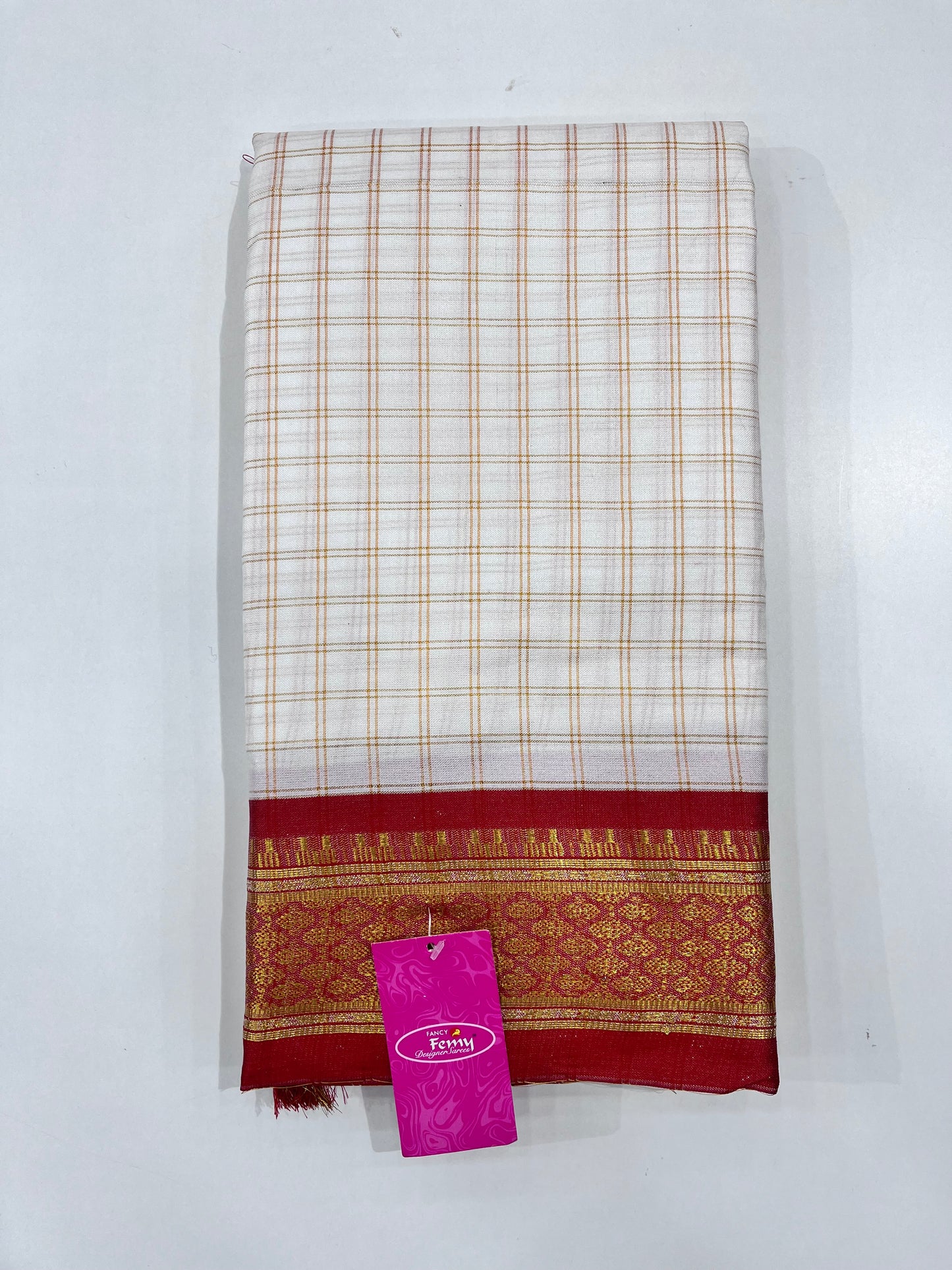 Check Sarees with golden zari border