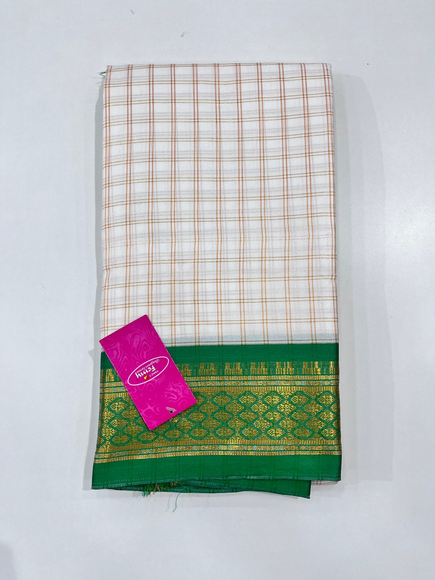 Check sarees with golden zari border