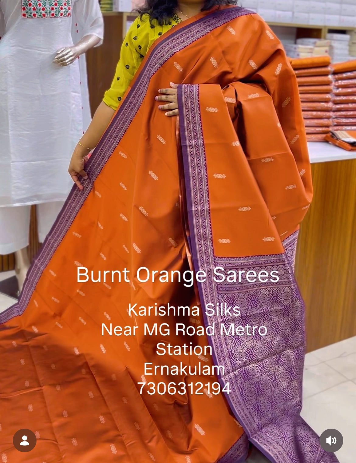 Burnt Orange Semi Silk Sarees