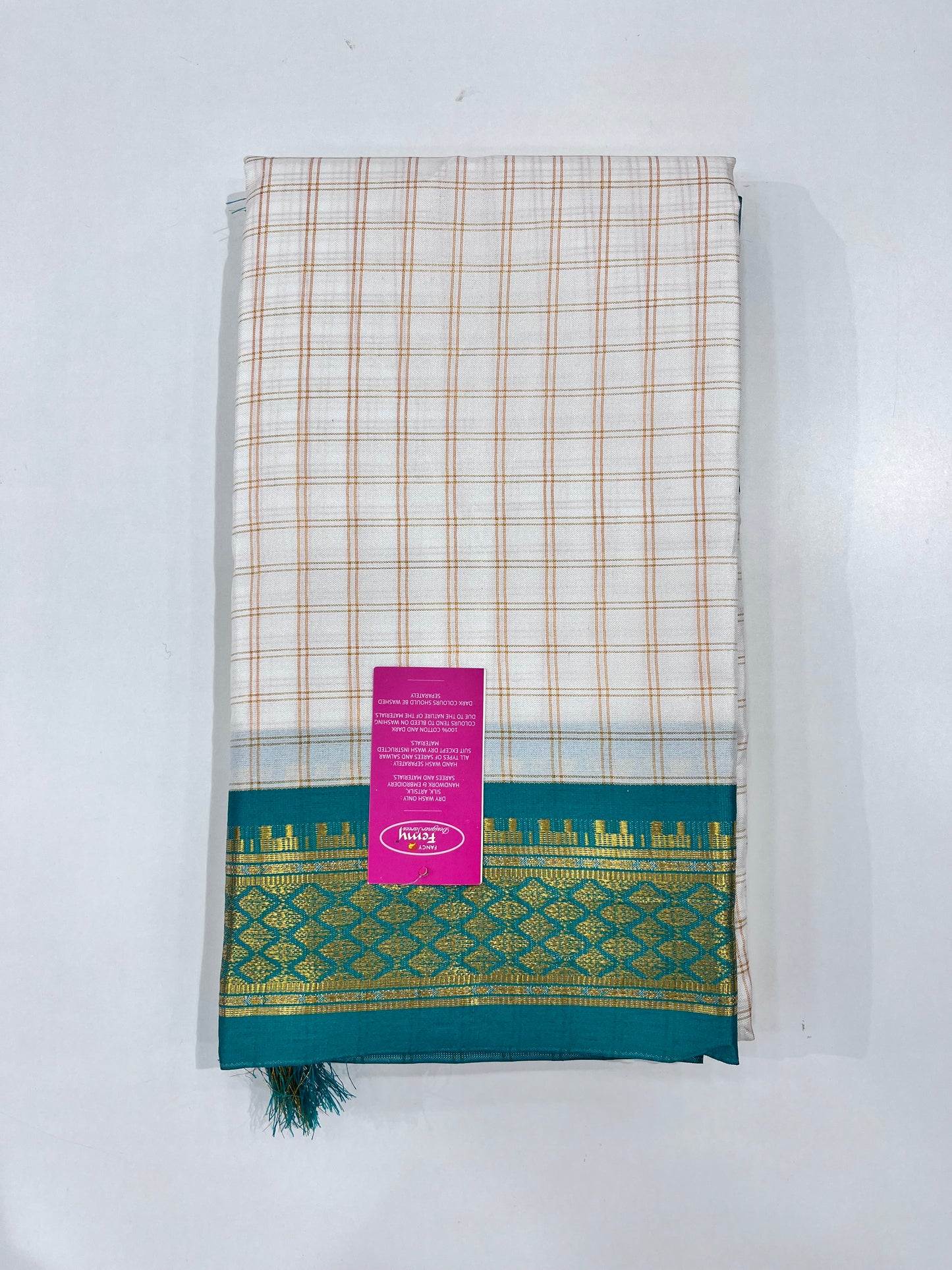 Check Sarees with golden zari border