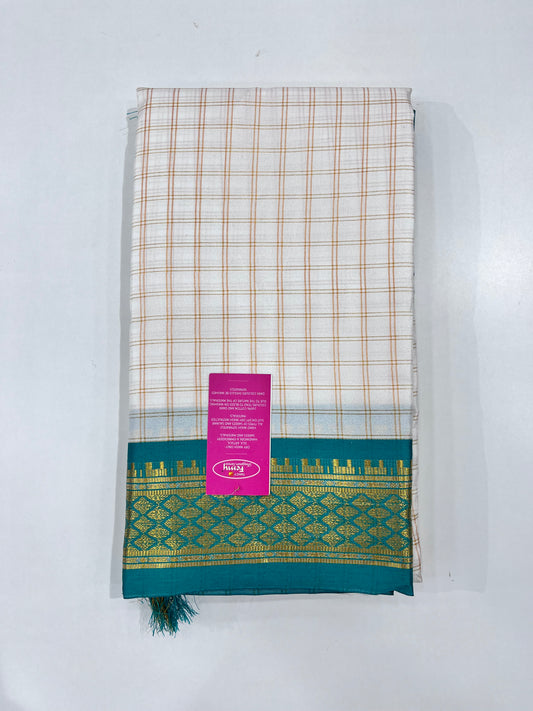 Check Sarees with golden zari border