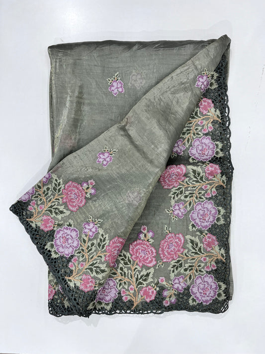 Partywear crush organza saree