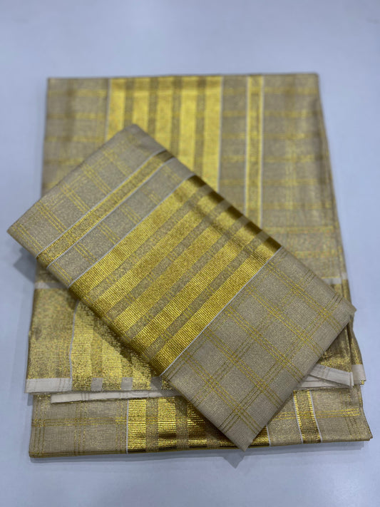 Premium Check Tissue Set Mundu