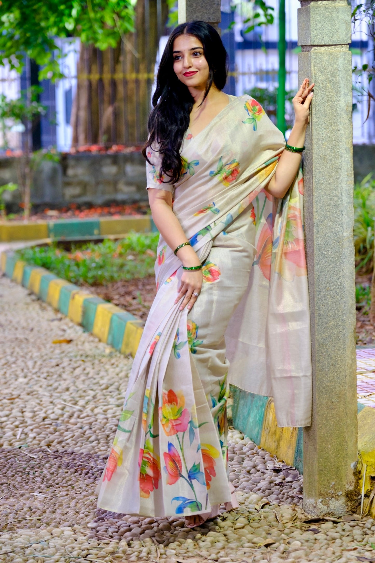 Tissue Sarees With Digital print