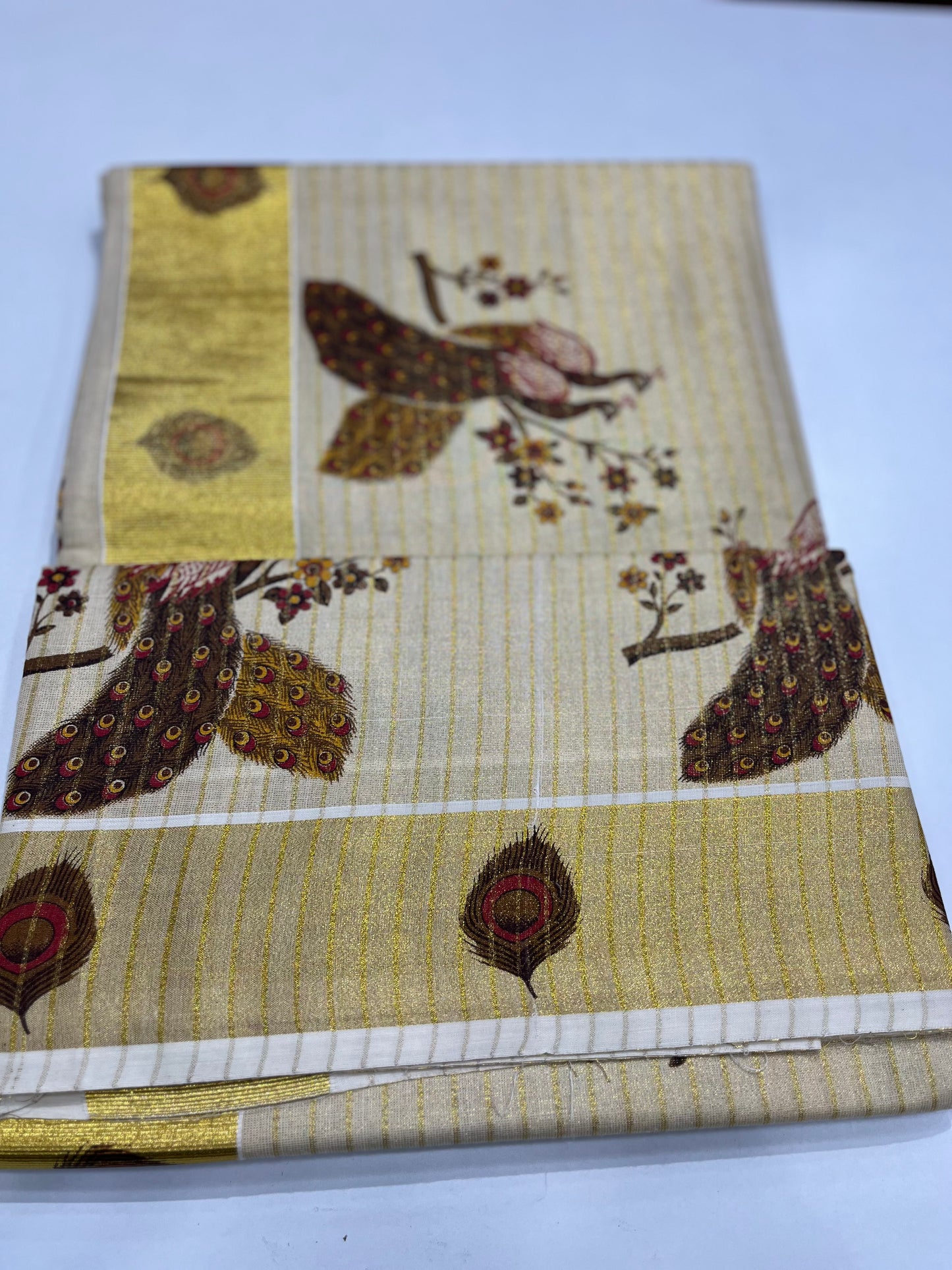 Peacock Digital Printed Tissue Setsaree