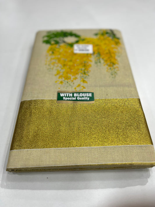 Kanikkonna Printed Tissue Setsaree