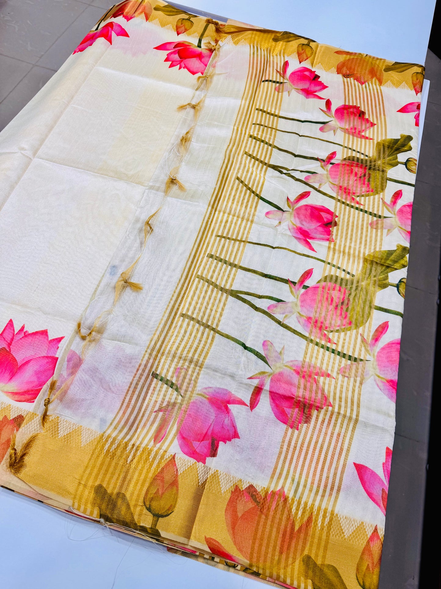 Lotus Print Saree