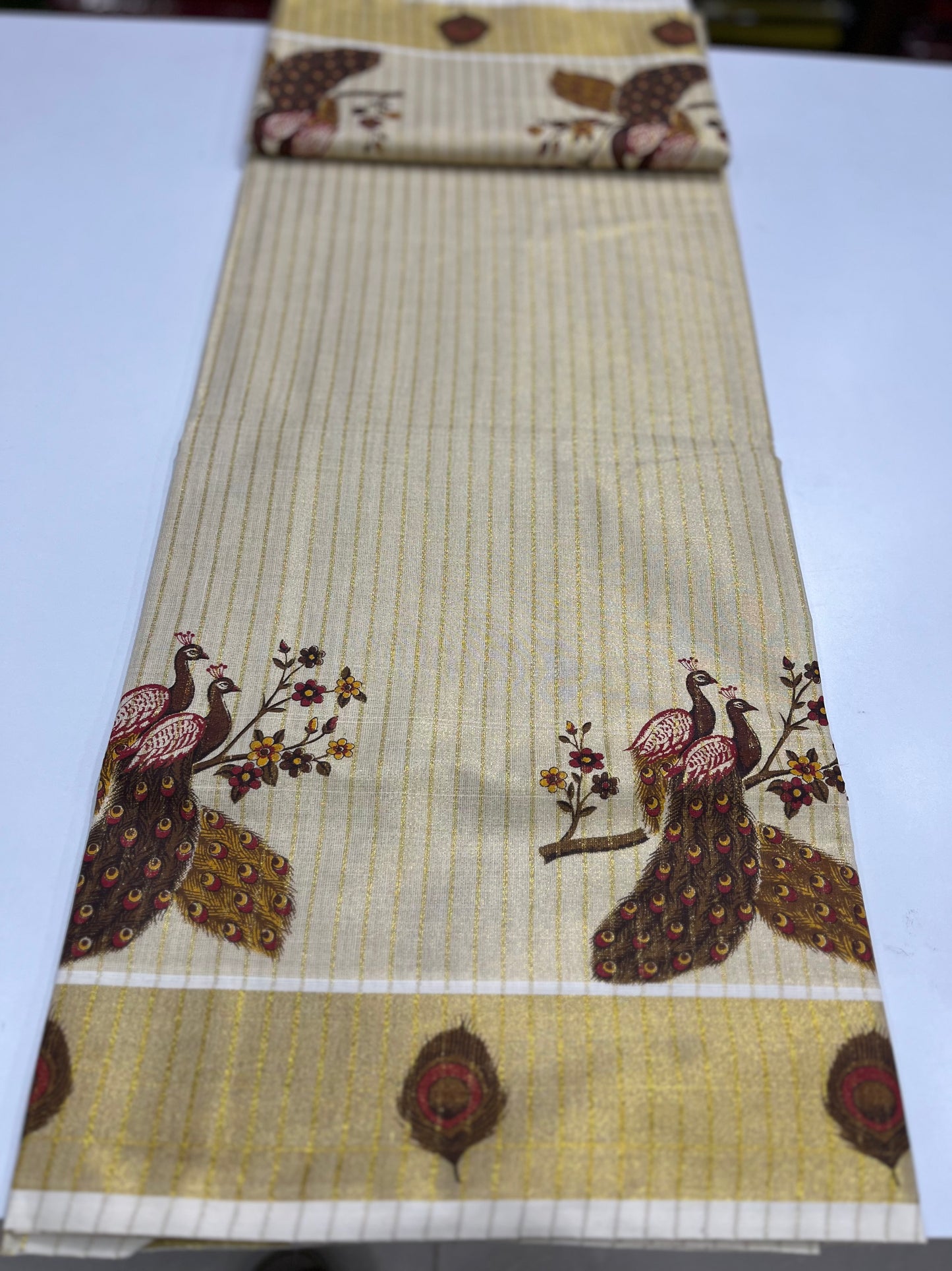 Peacock Digital Printed Tissue Setsaree