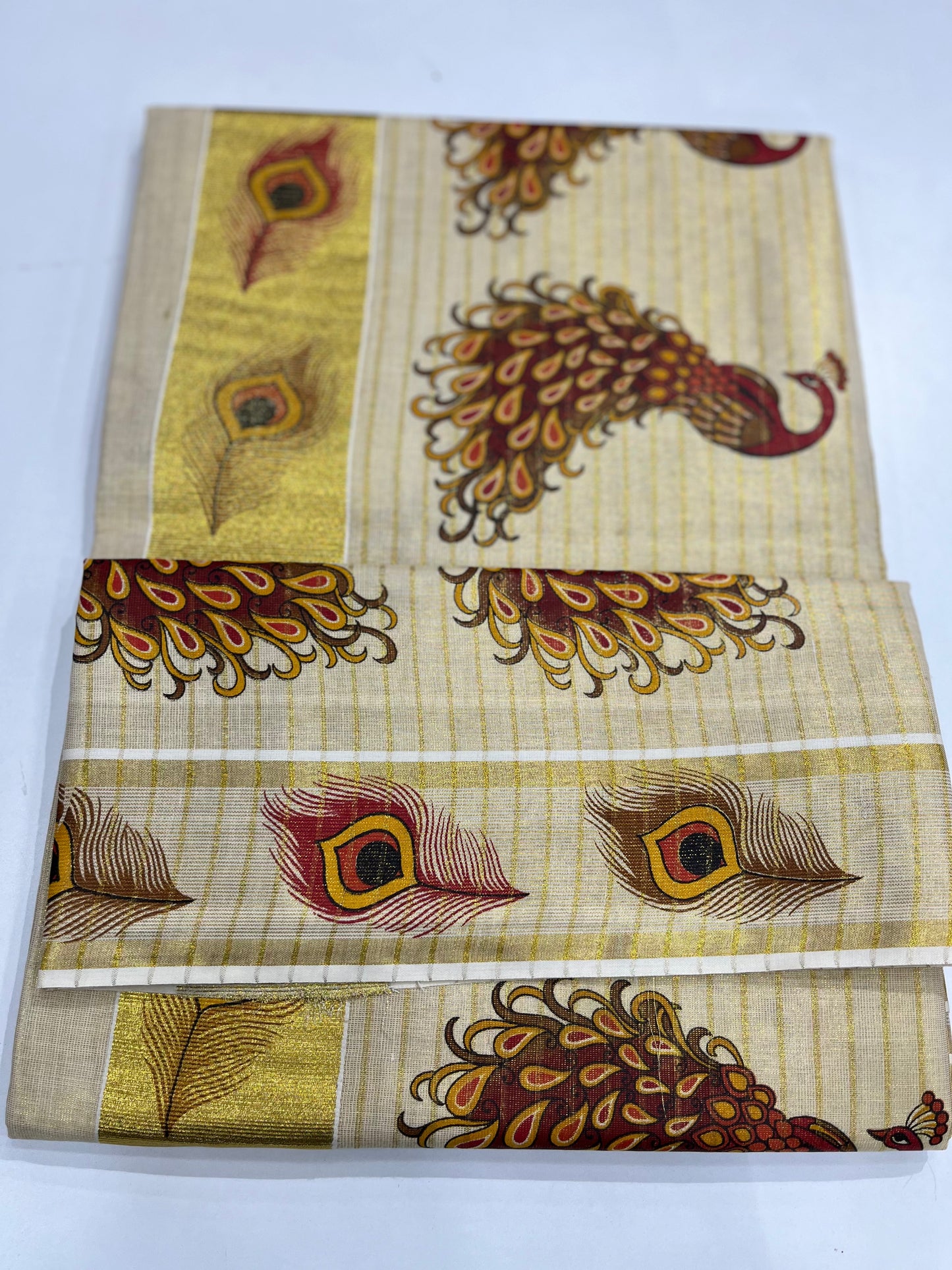 Peacock Digital Printed Tissue Setsaree