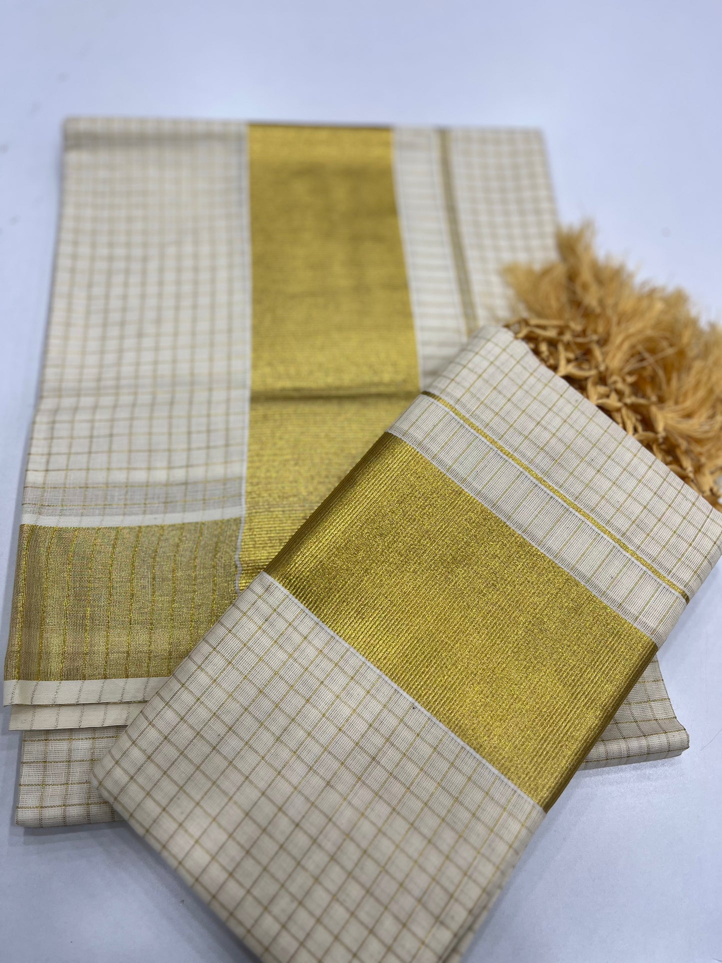 Premium Cotton Check Saree 2.80 mtr ( ONAM26 )