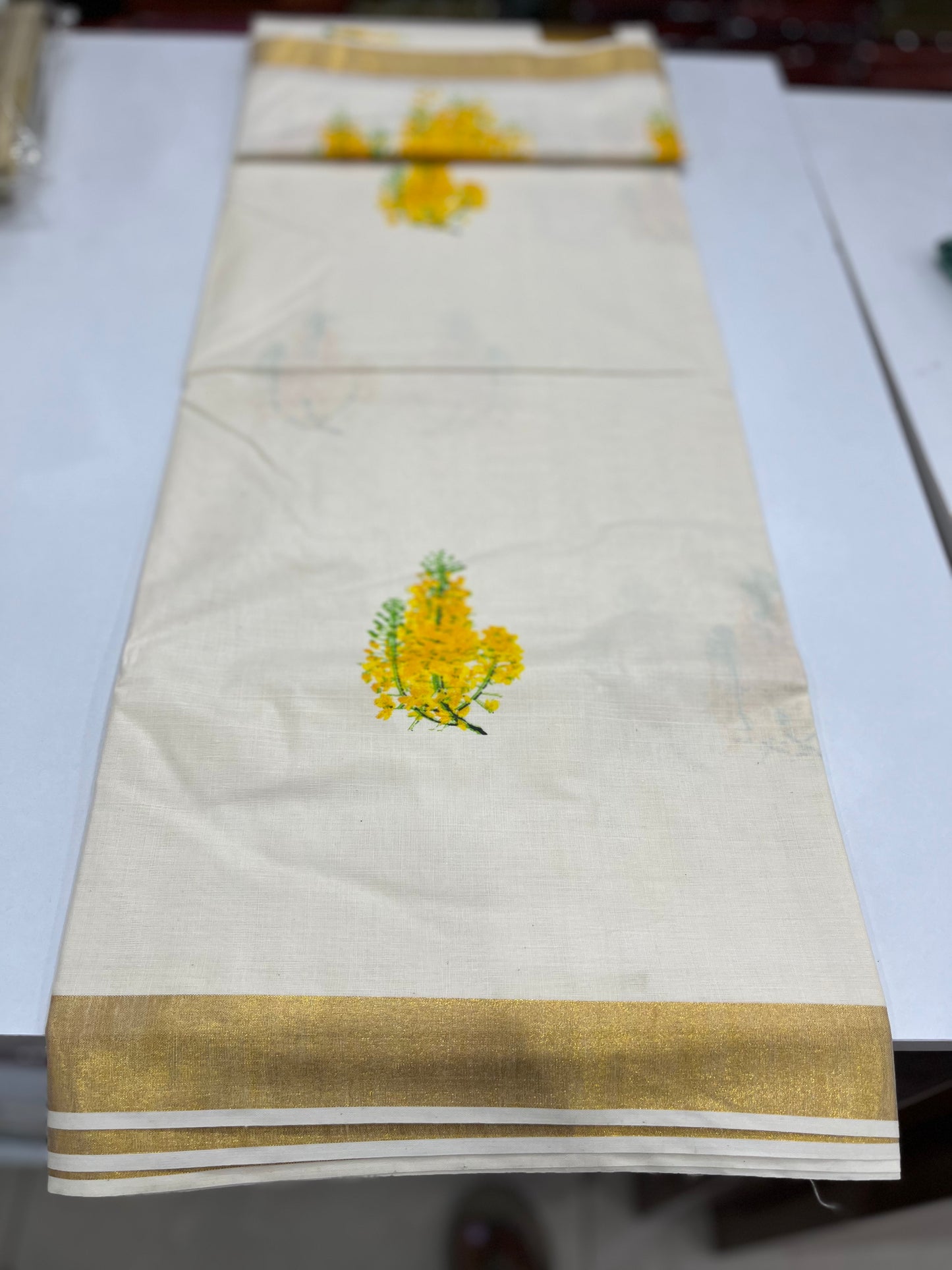 Kanikkonna Printed Cotton Setsaree