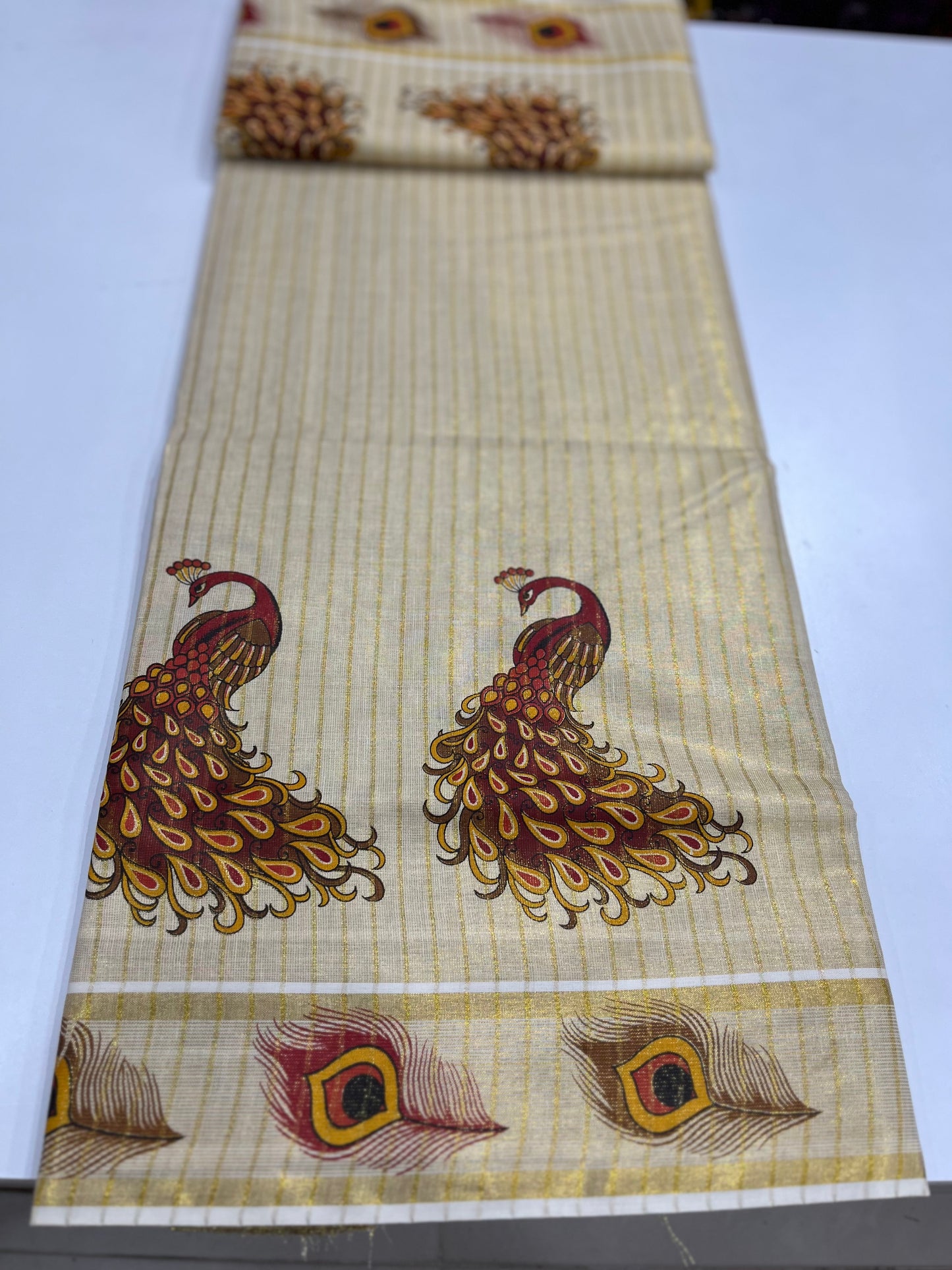 Peacock Digital Printed Tissue Setsaree