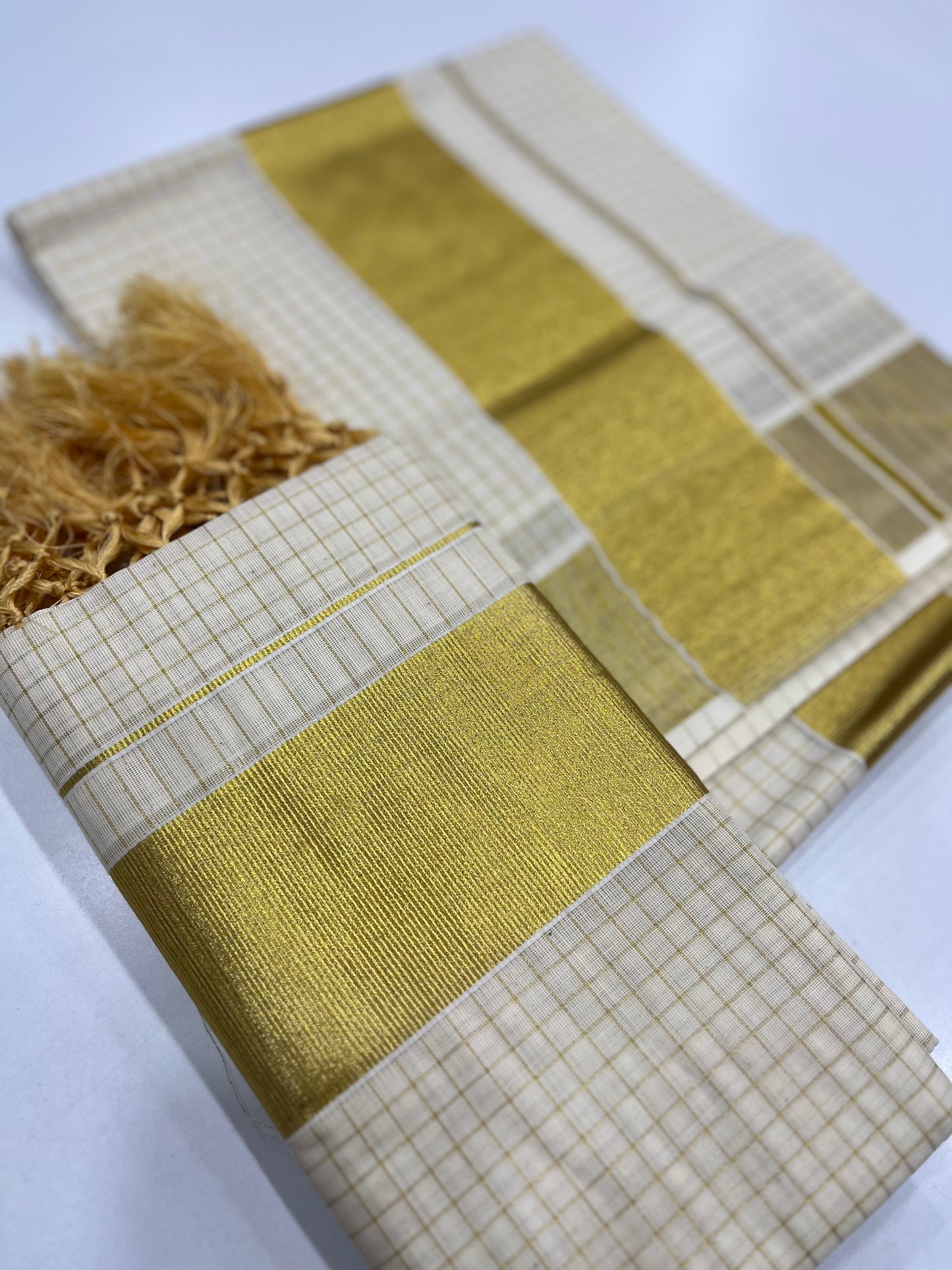 Premium Cotton Check Saree 2.80 mtr ( ONAM26 )