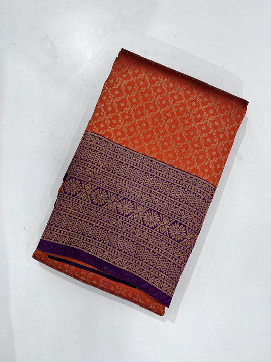 Burnt Orange Semi Silk Sarees