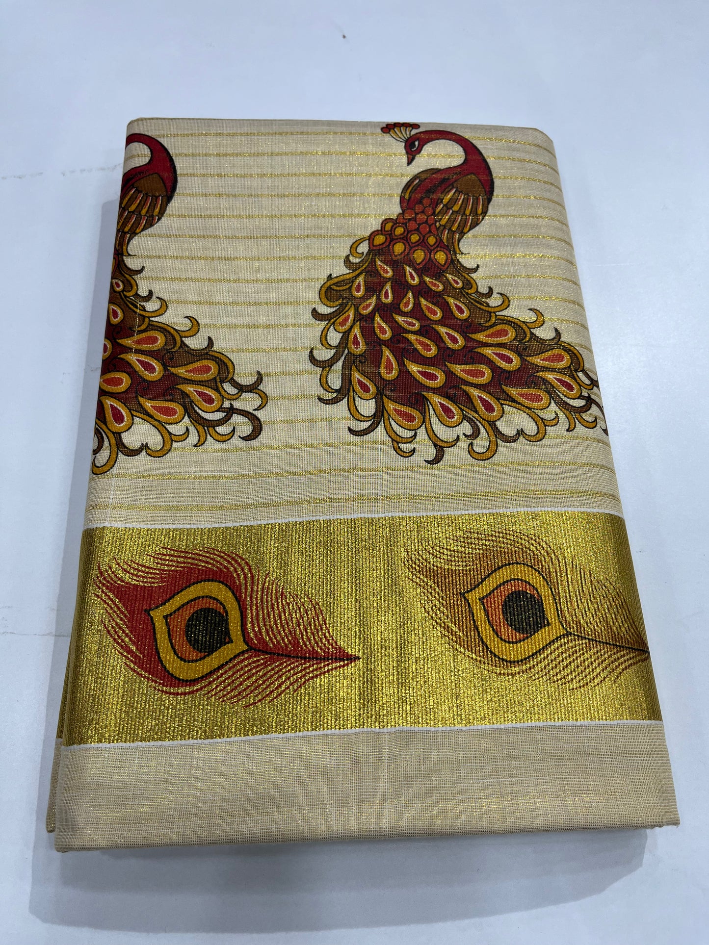 Peacock Digital Printed Tissue Setsaree