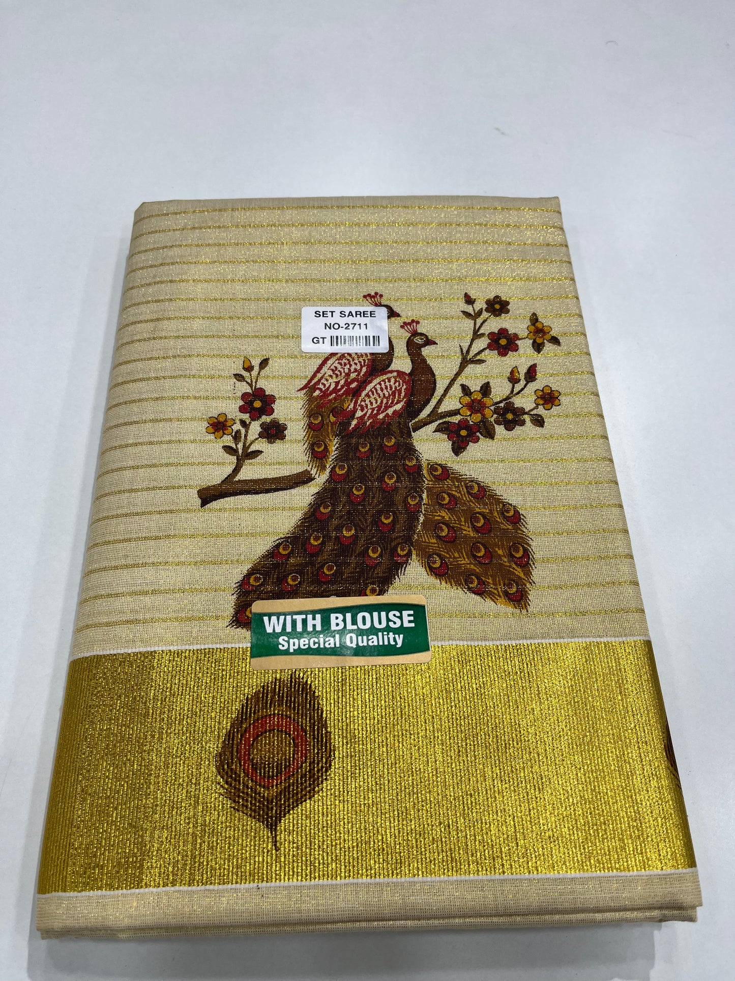 Peacock Digital Printed Tissue Setsaree