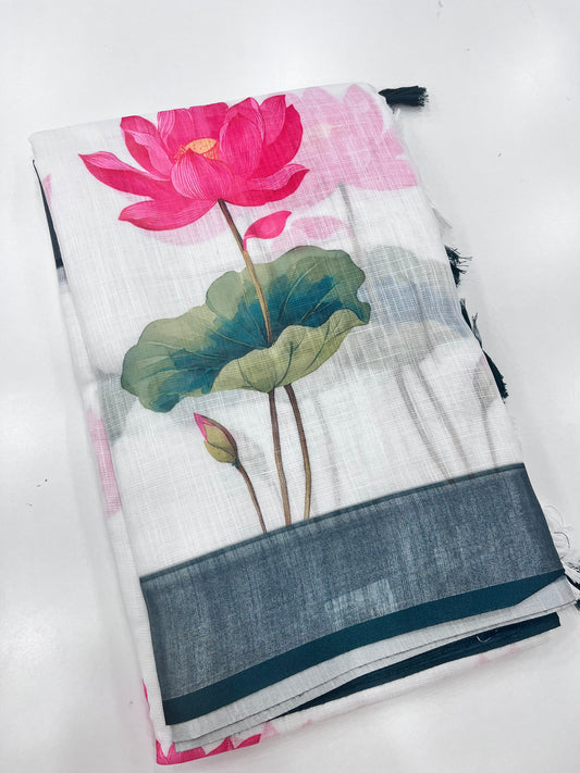 Cotton linen(Navya Nair Inspired saree)(CL0016)