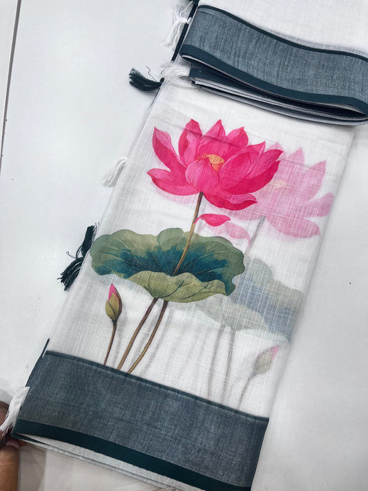 Cotton linen(Navya Nair Inspired saree)(CL0016)