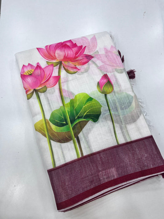 Cotton linen( Navya Nair inspired saree(CL0017)