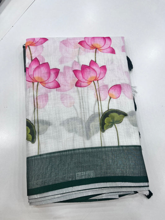 Cotton linen(Navya Nair inspired saree(CL0018)
