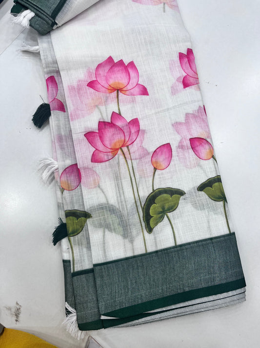 Cotton linen(Navya Nair inspired saree(CL0018)