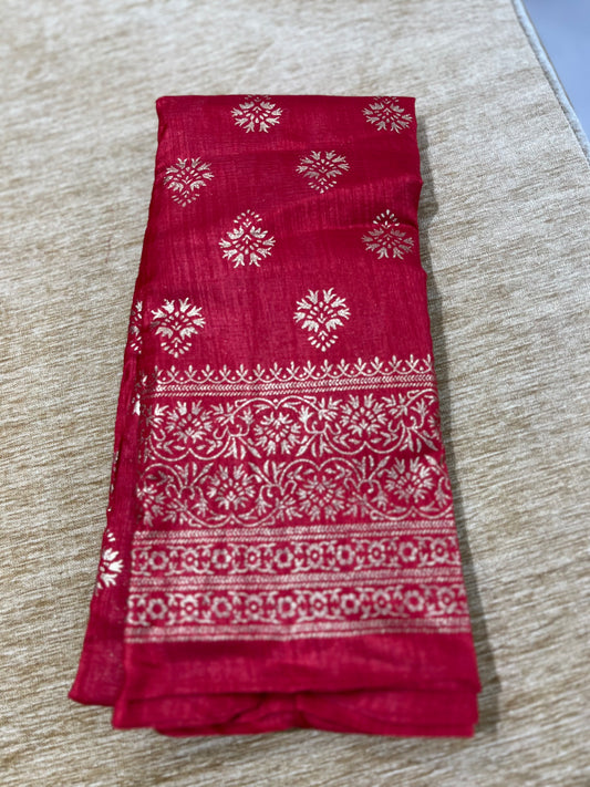 Vichitra Model Floral Print Saree