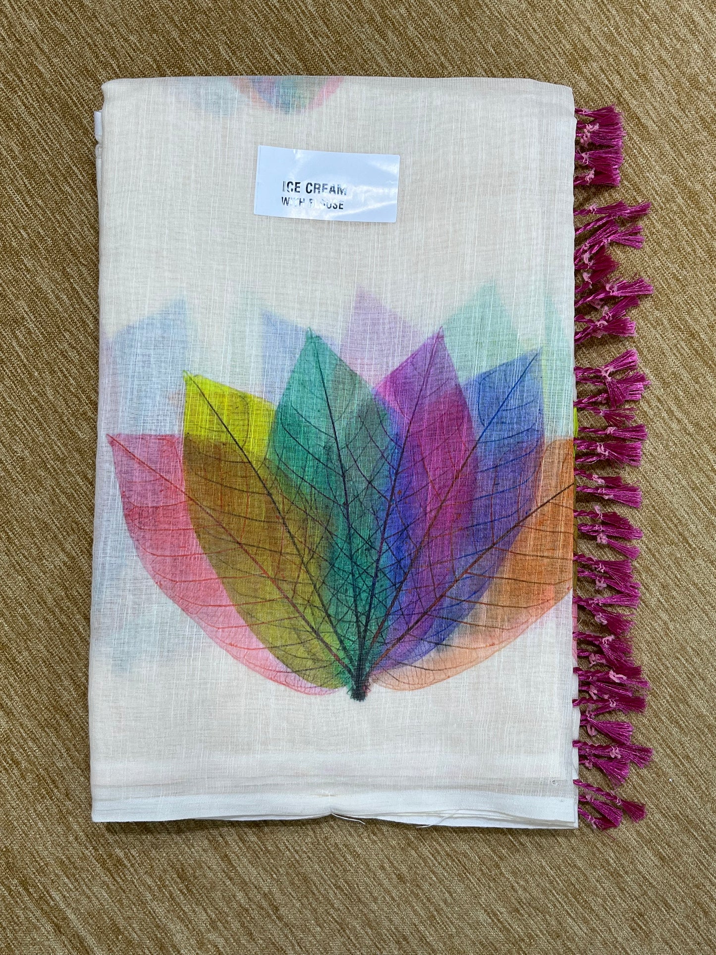 Linen Floral Print Saree