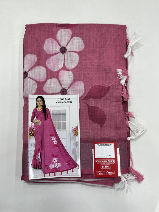Digital Print Semi Linen Saree