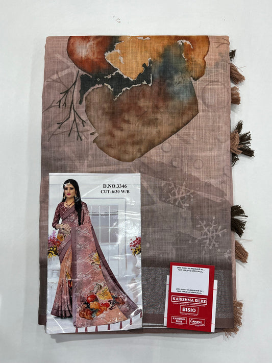 Digital Print Semi Linen Saree